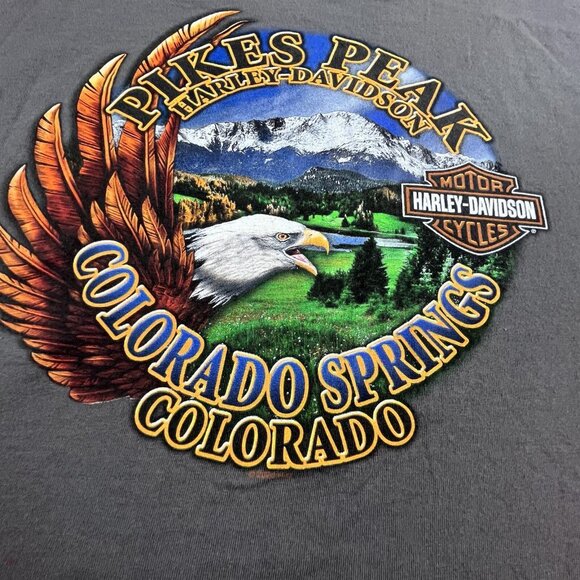 Harley Davidson Shirt  Mens 2XL Gray Pikes Peak Colorado Springs Soaring Eagle - Picture 7 of 9